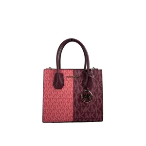 Cartera Michael Kors Mercer Medium Two-Tone Logo Crossbody Bag Oxblood Multi