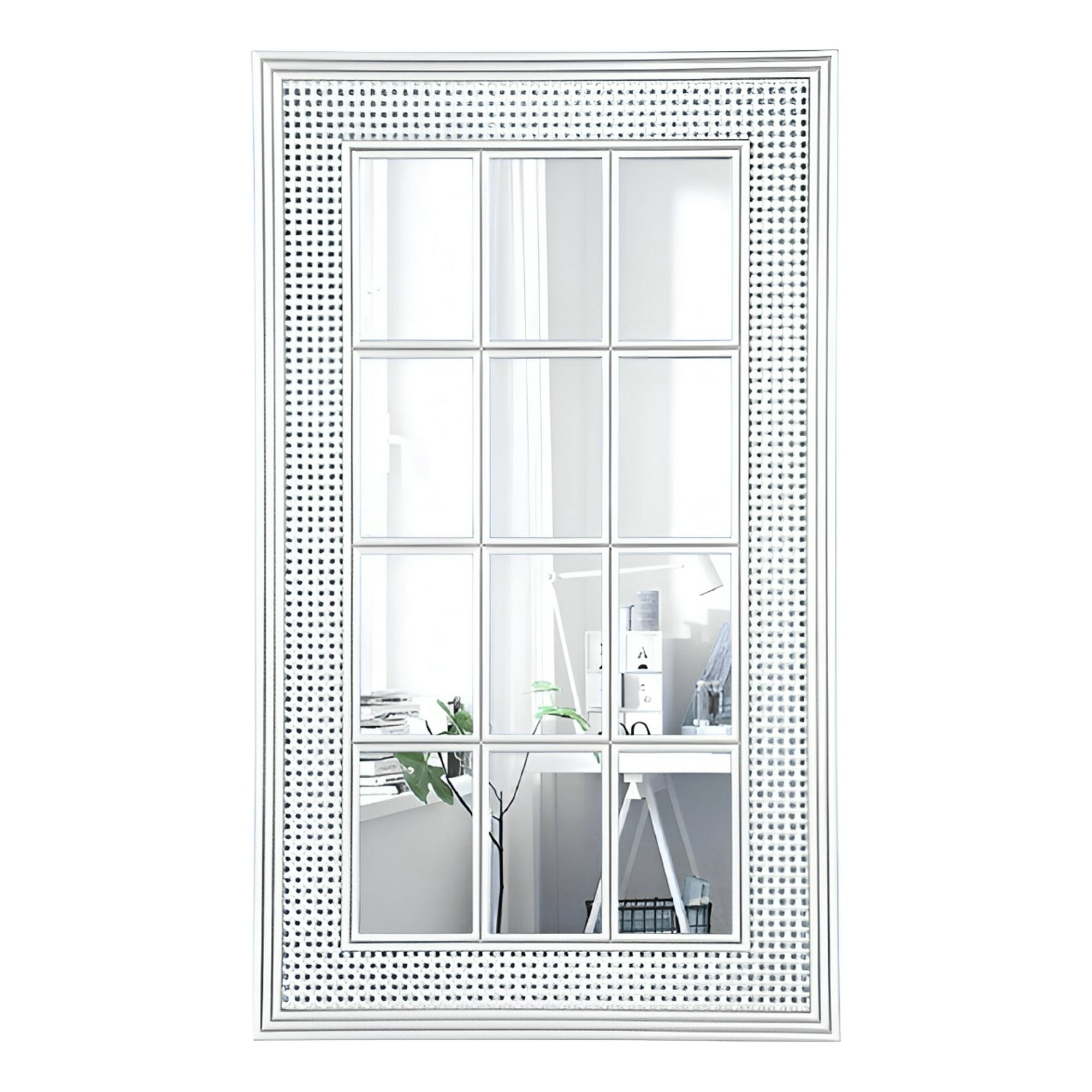 Genérico - Espejo Decorativo Marco Blanco Rectangular Ventana Jhn