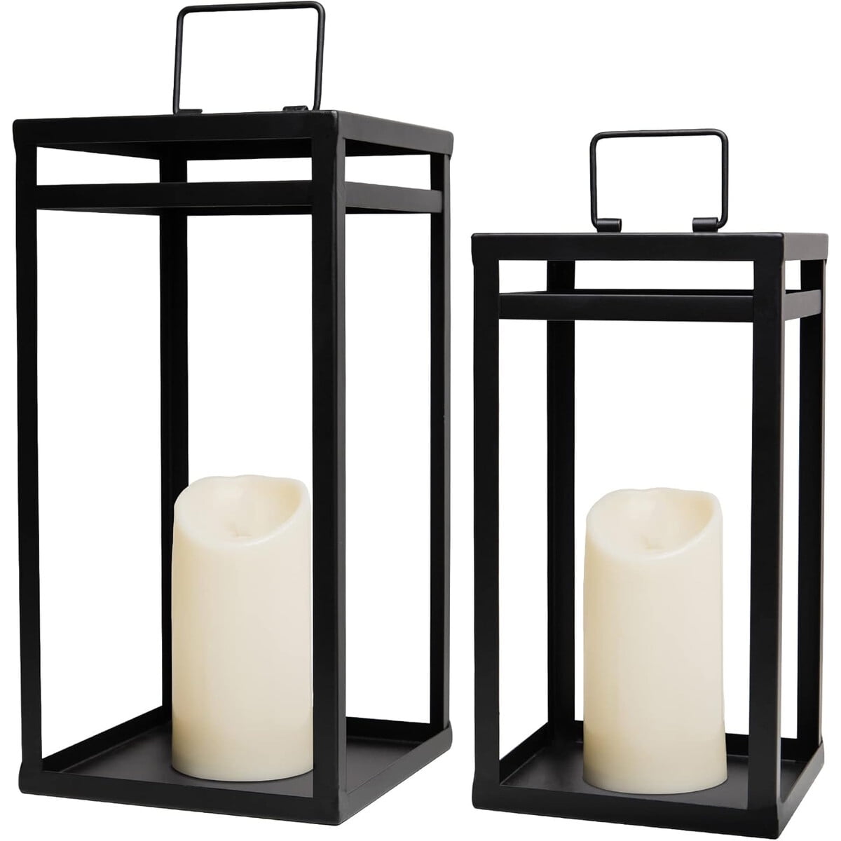 Hpc Dec R Our Happy Place - Faroles Hpc Decor Metal Negro Set 2 Velas Led Timer