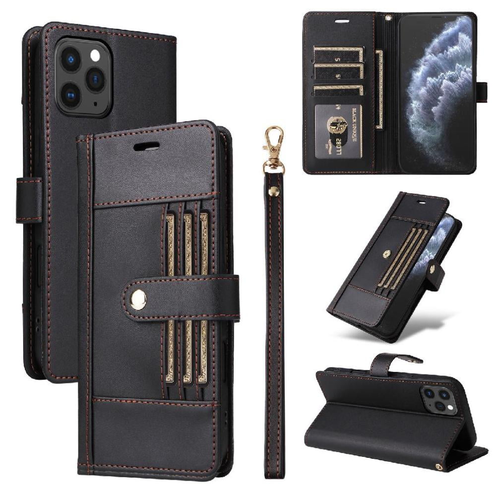 Foxdock Funda Tipo Cartera Para Iphone 16 Pro – Cubierta De Cuero Pu Con Múltiples Ranuras, Bolsillo Para Efectivo Y Correa De Muñeca