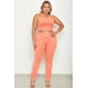 thumbnail image 2 of Saronite Conjunto de Top Corto Elástico de Tirantes Lisos y Pantalón Fruncido Largo, Color Flamenco (Talla Grande para Mujer), 2 of 2