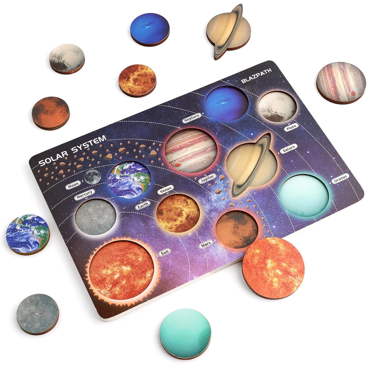 Puzzle Sistema Solar Madera Blazpath 10 Planetas 35cm