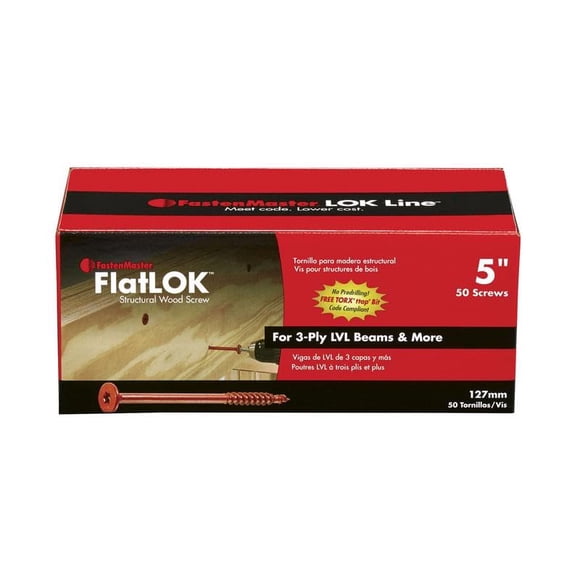 Tornillo de madera FASTENMASTER de 5 x 125 mm para vigas de 3 capas