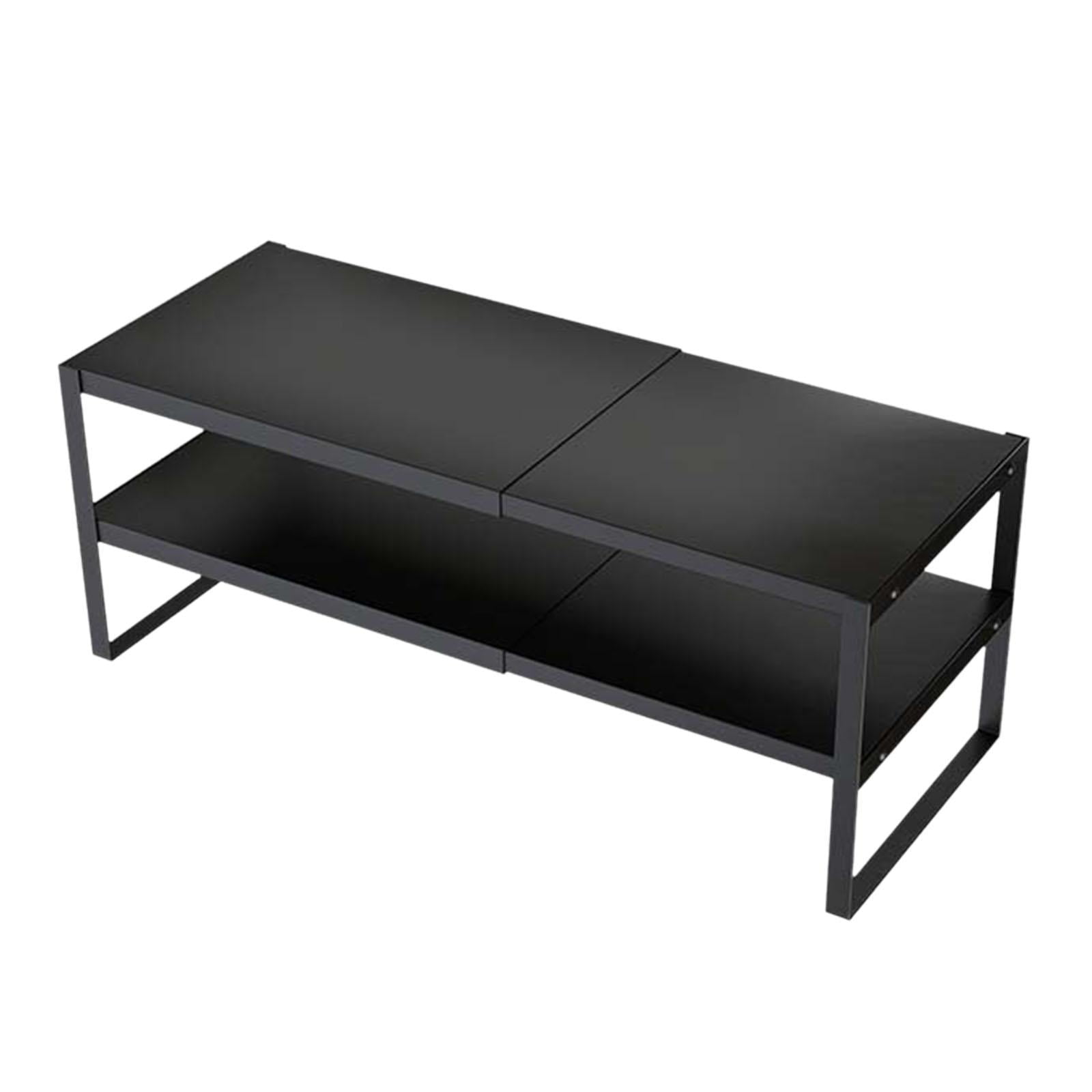 Magideal - Soporte Para De Ordenador, Estante De Escritorio Versátil, Elevador Portátil De Hierro Resistente, Organizador De Escritorio, Estante Para 2 Niveles Negro