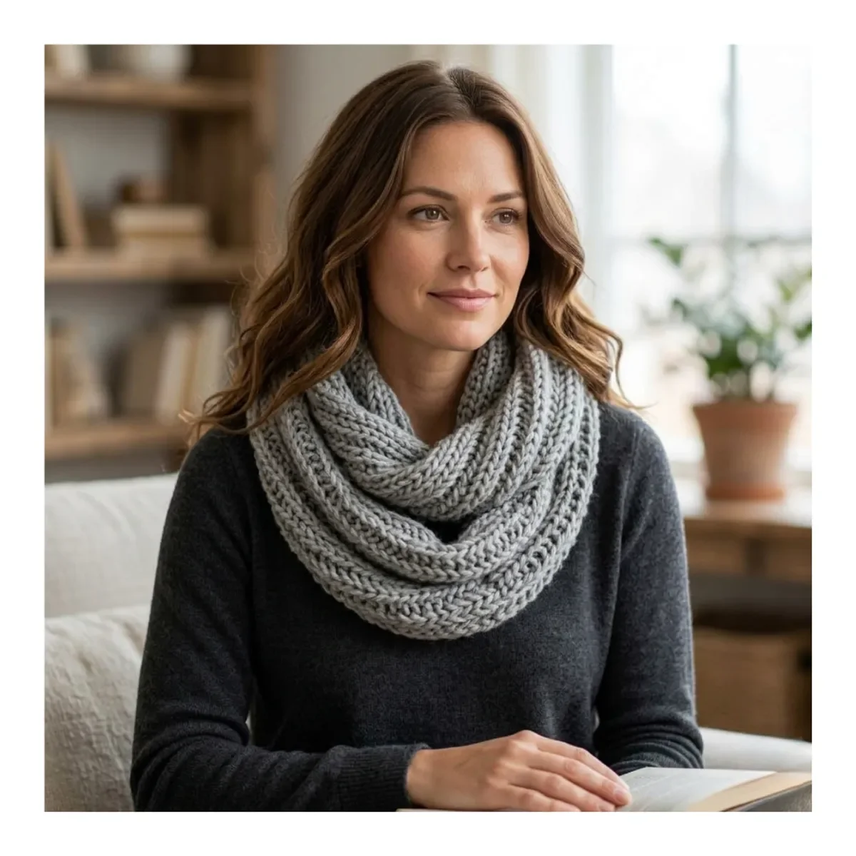 Genérico - Bufanda Cuello Estilo Punto Inglés Lana Invierno Abrigado