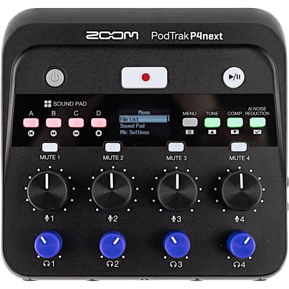 Grabador Podcast Zoom PodTrak P4next 4 Entradas XLR 4 Audífonos