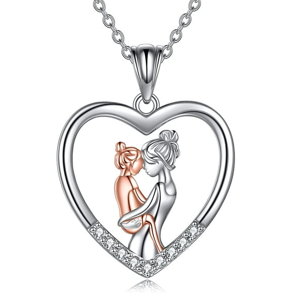 Collar mamá hija corazón plata 925