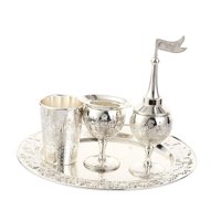 Magideal - Juego De Vino Vintage Creativo Con Copas De Vino Y Bandeja, Vasos Para Bebidas, Artesanías, Decoración Ligera Y Lujosa Para El Hogar En Estilo Retro P