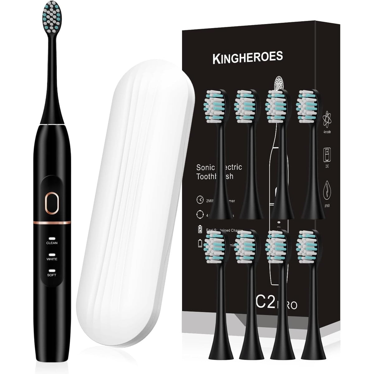 Kingheroes - Cepillo Eléctrico C2pro 8 Cabezales 4 Modos
