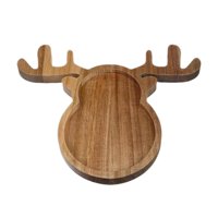 Magideal - Bandeja Navideña De Madera Para Servir, Plato De Postre, Plato Navideño Resistente, Bandeja Decorativa Para Desayuno, Bandeja De Comida Para La Mesa Y 29 Cm X 24 Cm X 2 Cm