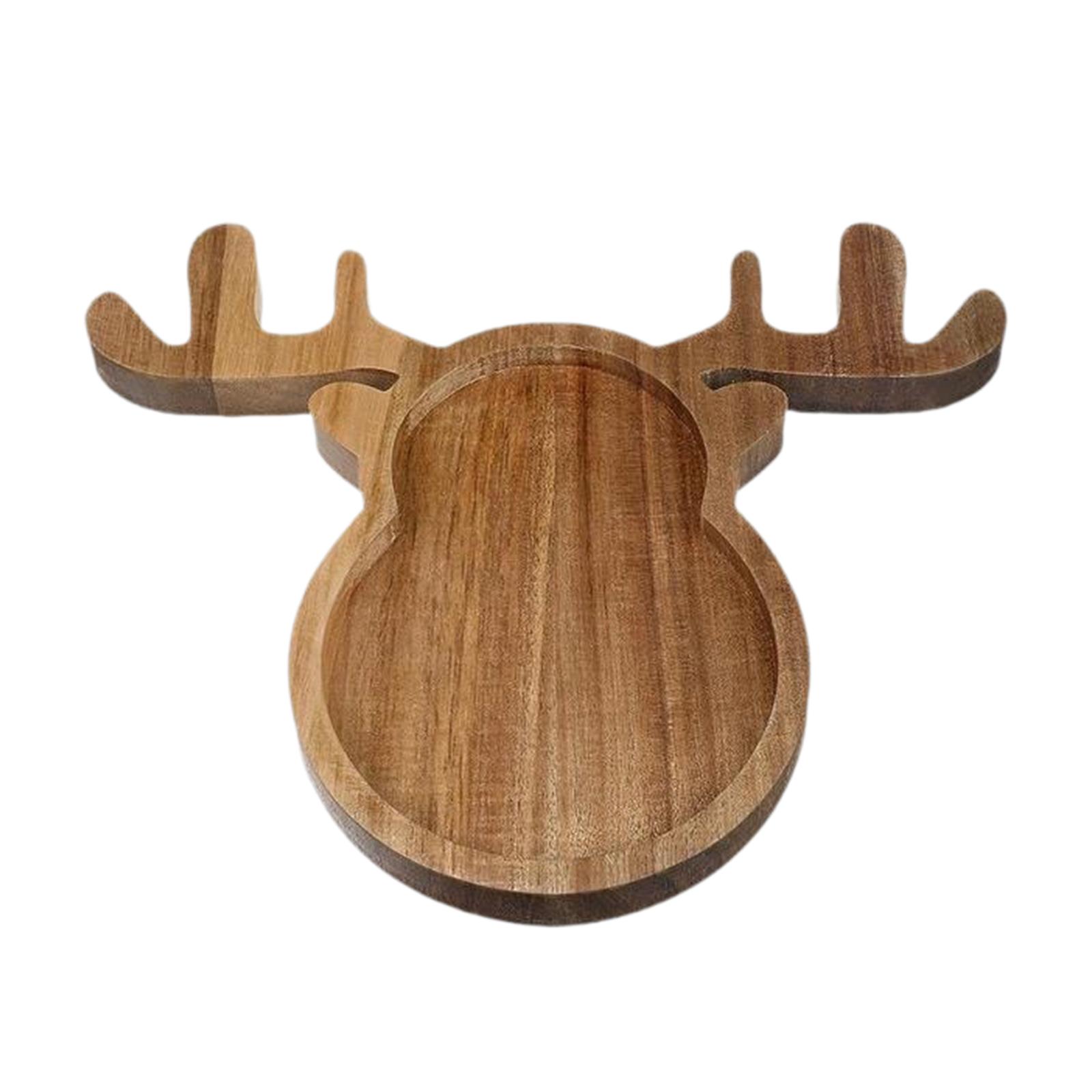 Magideal - Bandeja Navideña De Madera Para Servir, Plato De Postre, Plato Navideño Resistente, Bandeja Decorativa Para Desayuno, Bandeja De Comida Para La Mesa Y 29 Cm X 24 Cm X 2 Cm