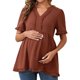 thumbnail image 1 of INSPIRE CHIC Blusas de Maternidad para Mujeres Boho con Volantes Cuello en V Mangas Cortas Camisas Sueltas y Fluidas Ropa Casual 2025 Marrón Mediano, 1 of 6