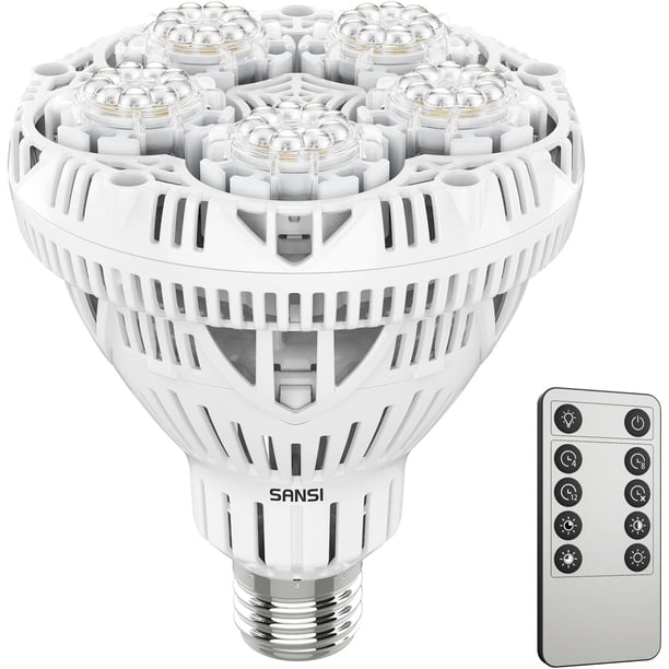 Bombilla de Luz para Cultivo SANSI 30W de Espectro Completo Regulable con Control Remoto