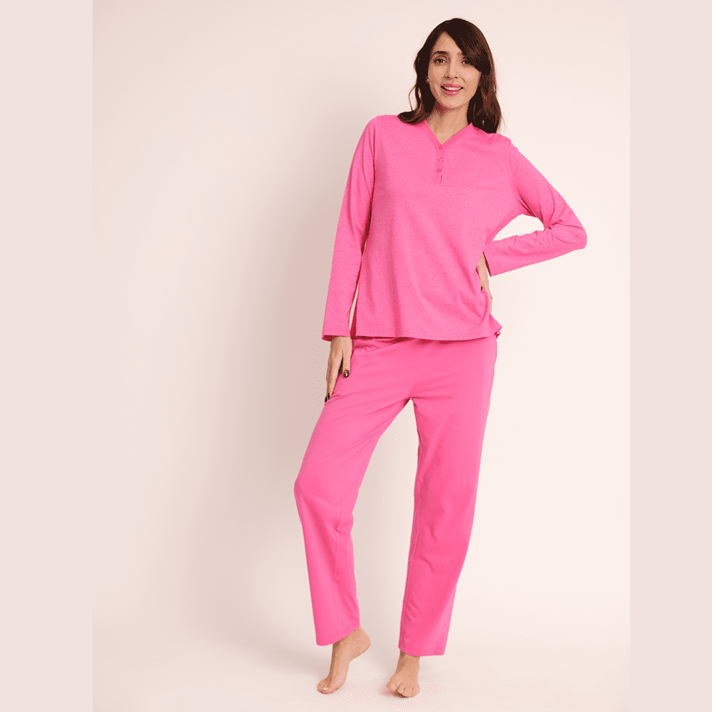 Mon Amour - Pijama Algodón Liso Tela Melange Abotonado 261516 - Xl