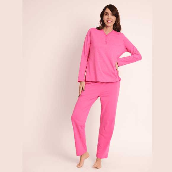 Pijama algodón liso tela melange abotonado 261516 - S