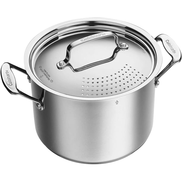 Olla para pasta Cuisinart 766S-22 de acero inoxidable, 6 litros, con tapa coladora