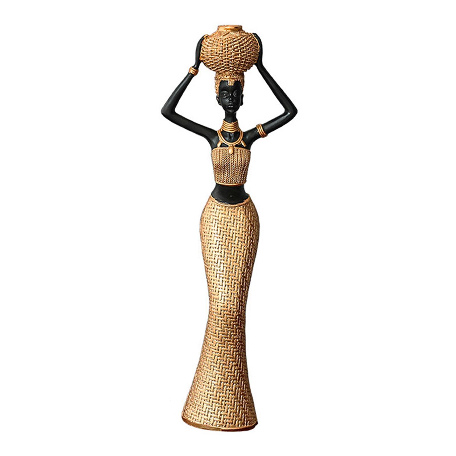 Magideal - Estatua Africana Lady Figura Mujer Negra Escultura Africana Coleccionable Decorativa Resina Artesanal Adecuada Para Estantería Salón Biblioteca Obseq Estilo A