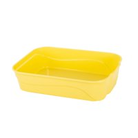 Magideal - Caja De Arena Para Gatos, Caja De Arena Para Tamizar De Lado Alto, Caja De Arena Abierta Para Evitar Fugas De Arena, Orinal Para Gatitos, Bandeja De Amarillo