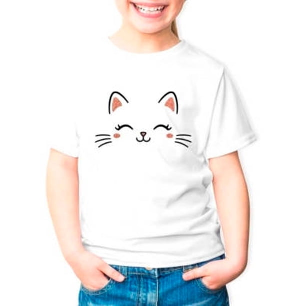 Polera Gatito Lindo Kawai Glitter Cat Niño Niña