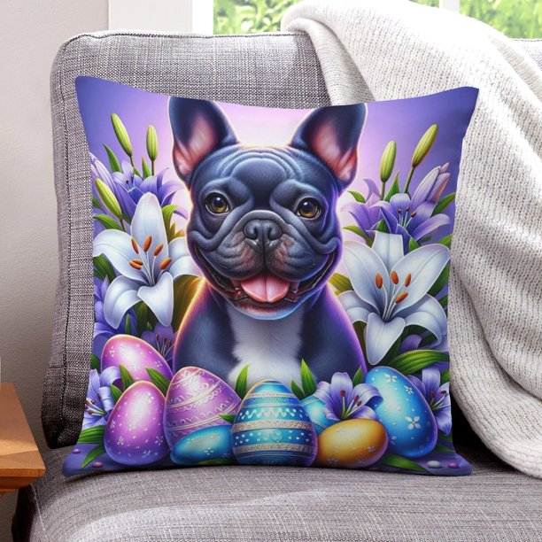 Bulldog Francés Fundas de almohada de terciopelo con tema, regalos de funda de almohada, decoración para el hogar, cojín de lanzar, regalo de cumpleaños para fans y parejas.30*30cm.