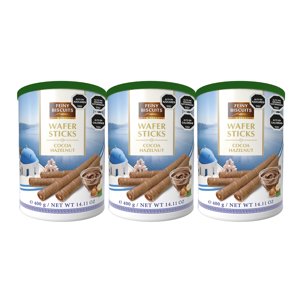 Feiny Biscuits - Pack 3 Latas Barquillos Wafer Sticks Crema Avellana 400G