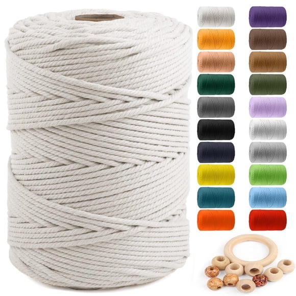 Cuerda de macramé ZUEXT 5 mm 300 m Beige blanco