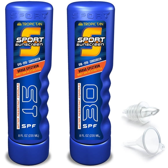 Botella de protección solar GoPong Sport, 480 ml, paquete de 2 con embudo