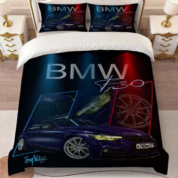 B-MW M Series Street Art Theme Print Three-Piece Bedding Set Soft Duvet Cover And Two Pillowcases