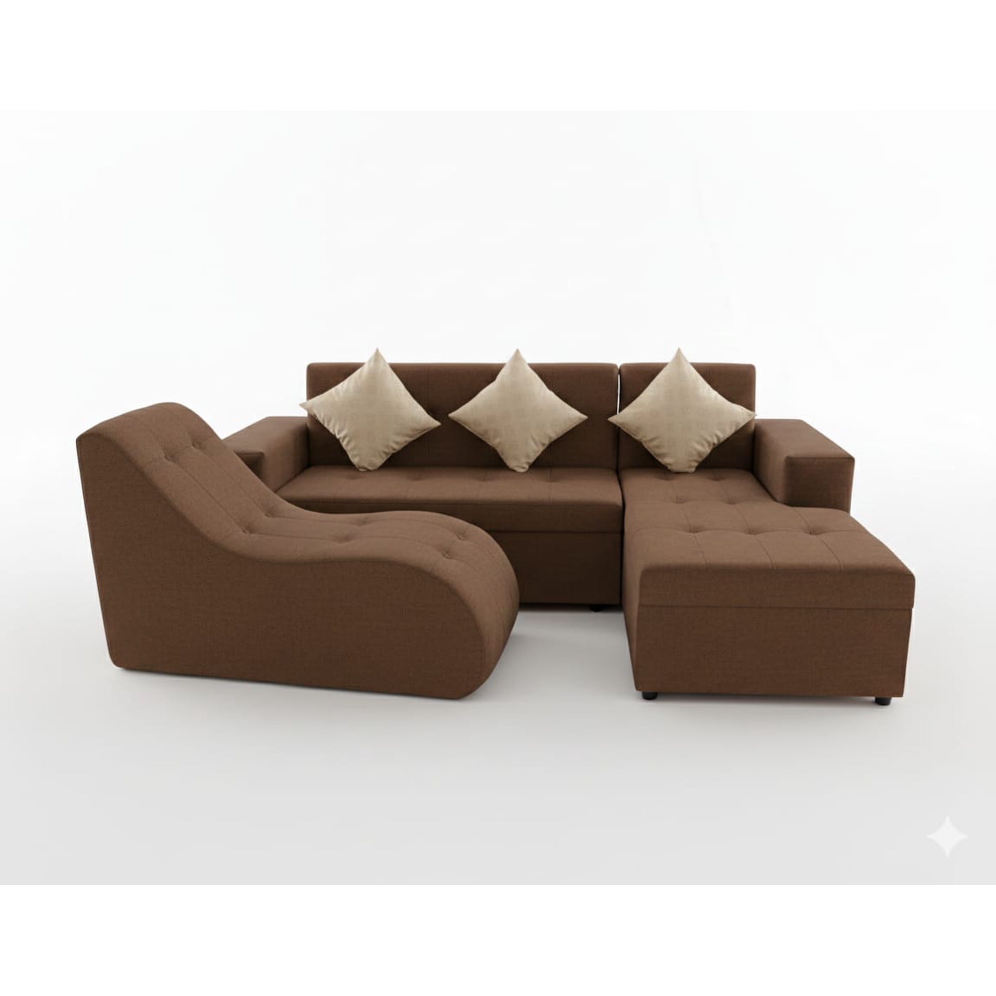 Rous Muebles - Living Seccional L Premium 3 Cuerpos, Color Café