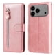 thumbnail image 1 of Funda tipo cartera para iPhone 17 Pro Max con bolsillo con cremallera y ranuras para tarjetas – Función de soporte Rosa, 1 of 5