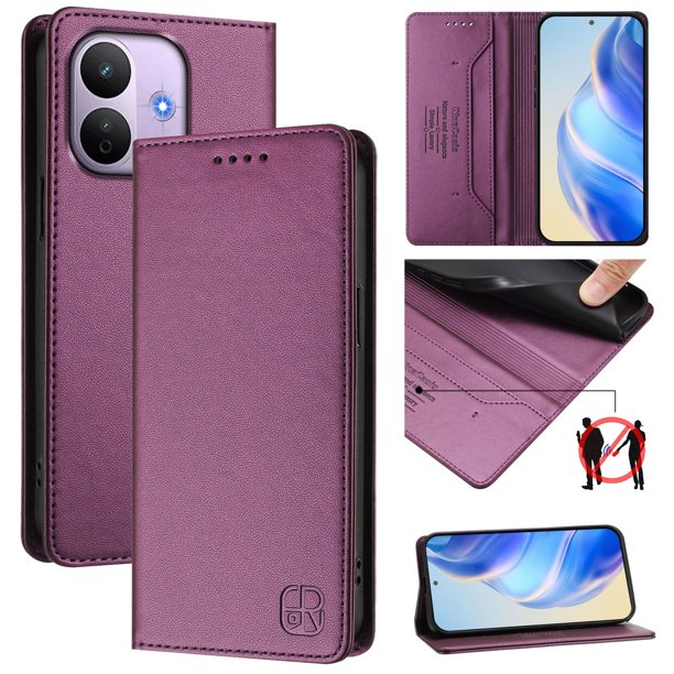 Funda Billetera con Soporte para Xiaomi Redmi Note 17 Pro 5G Bloqueo RFID Plegable Violeta
