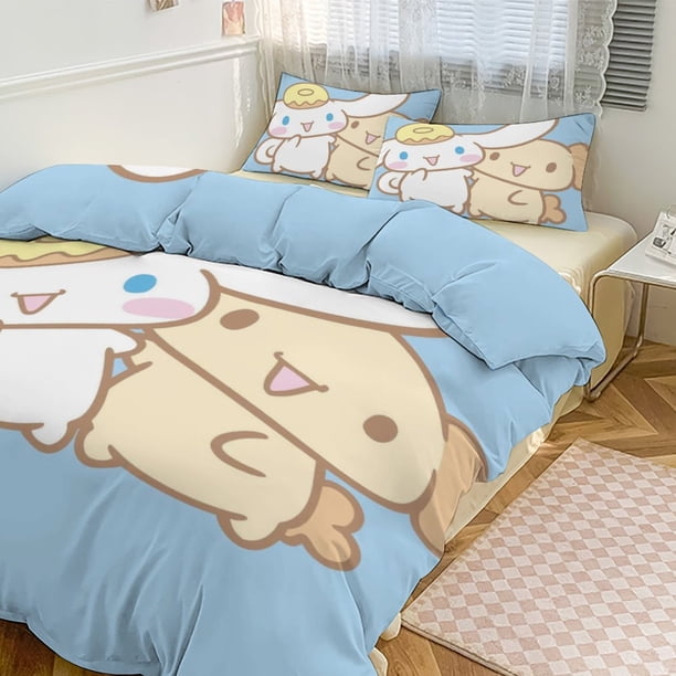 3PCS Cinnamoroll Bedding Set Comforter Duvet Cover Set Quilt Cover for Kids Teens Bedroom Decoration