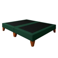 Ethan Desing - Base De Cama 2 Plazas Verde Botella En Lino
