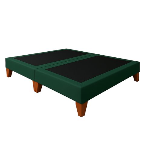 Ethan Desing - Base De Cama 2 Plazas Verde Botella En Lino