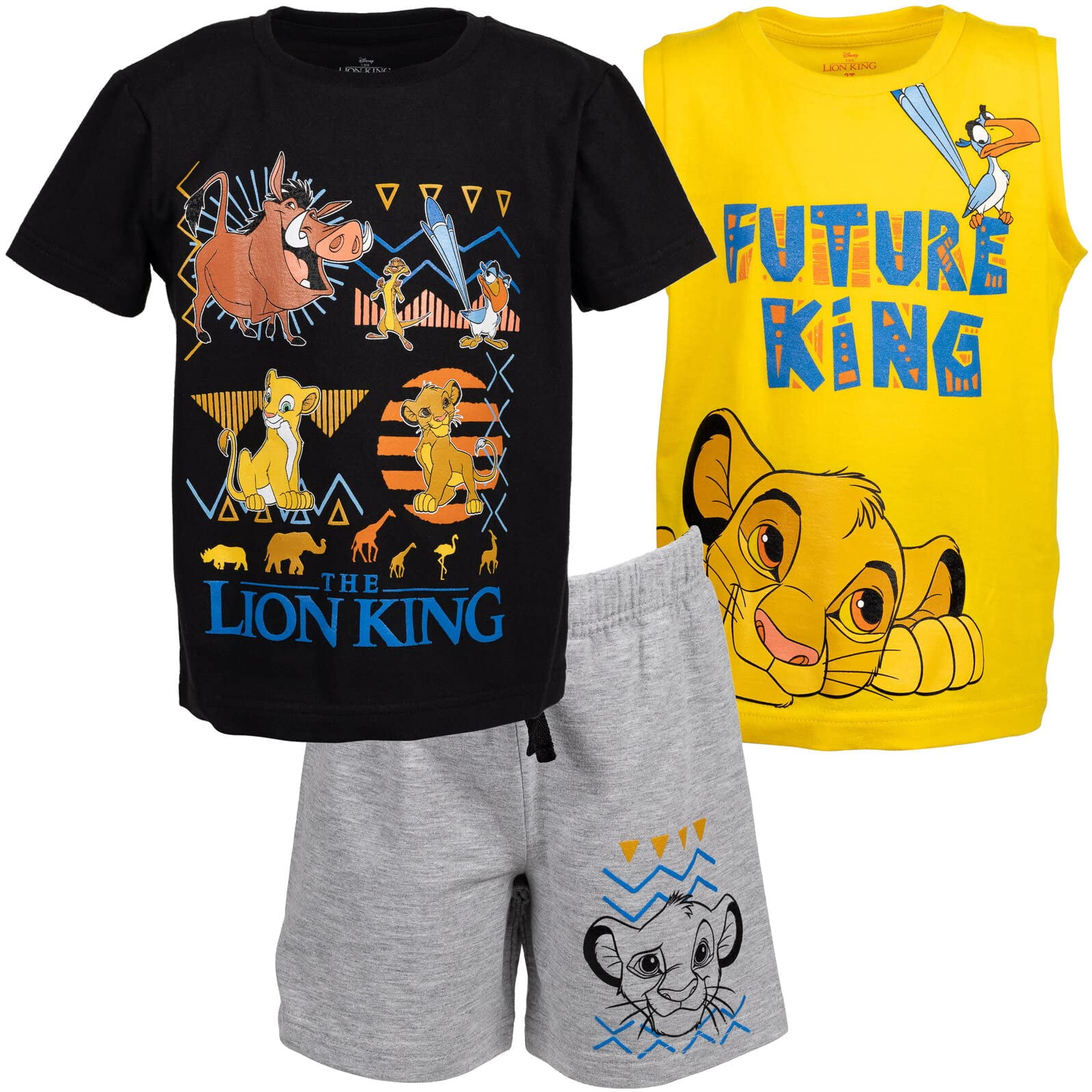 Set De 3 Piezas Para Niños Disney El Rey León: Remera, Musculosa Y Shorts