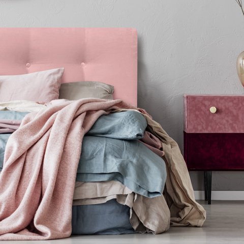 Espacio Hogar - Respaldo Botone Premium 1 Plaza Felpa Rosado Claro