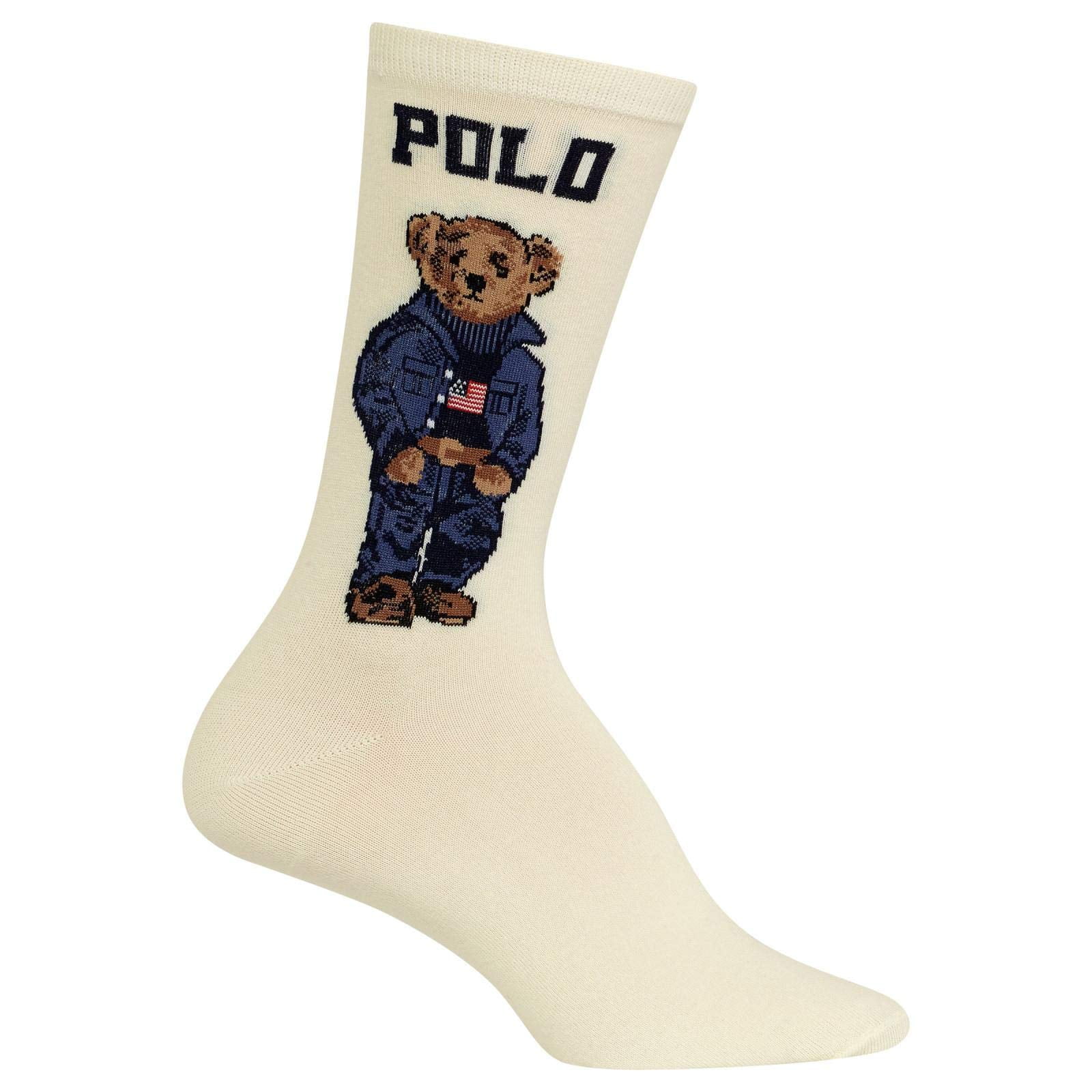Calcetas Polo Ralph Lauren Americana Bear Para Mujer En Marfil