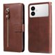 thumbnail image 1 of Funda tipo cartera para Samsung Galaxy S26 Edge con bolsillo con cremallera y ranuras para tarjetas – Función de soporte Marrón, 1 of 5