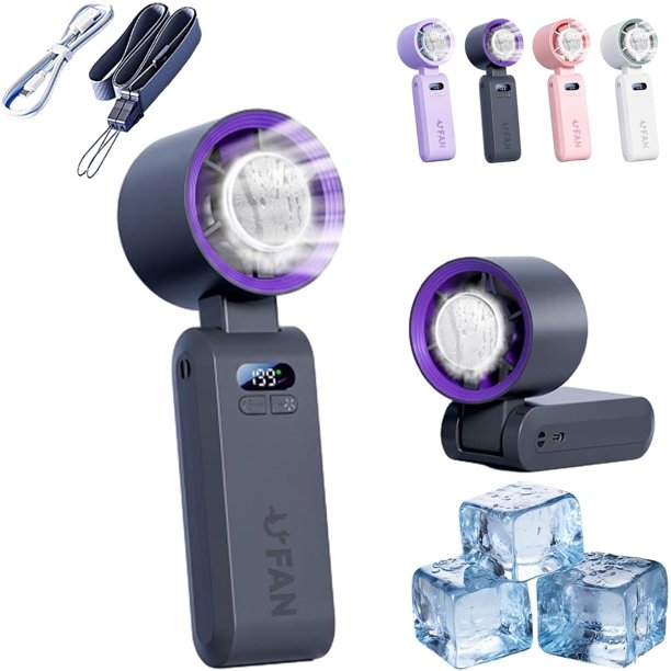 Ventilador turbo portátil mano refrigeración con almohadilla hielo 199 velocidades cordón