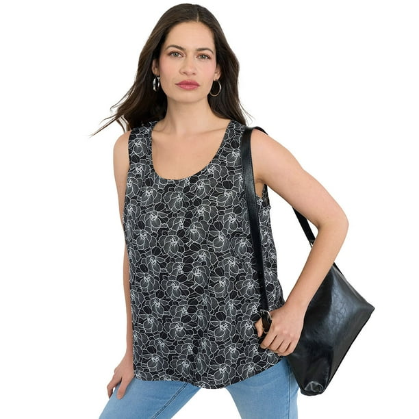 Blusa Mujer S/M Cuello Redondo Negro Print Corona