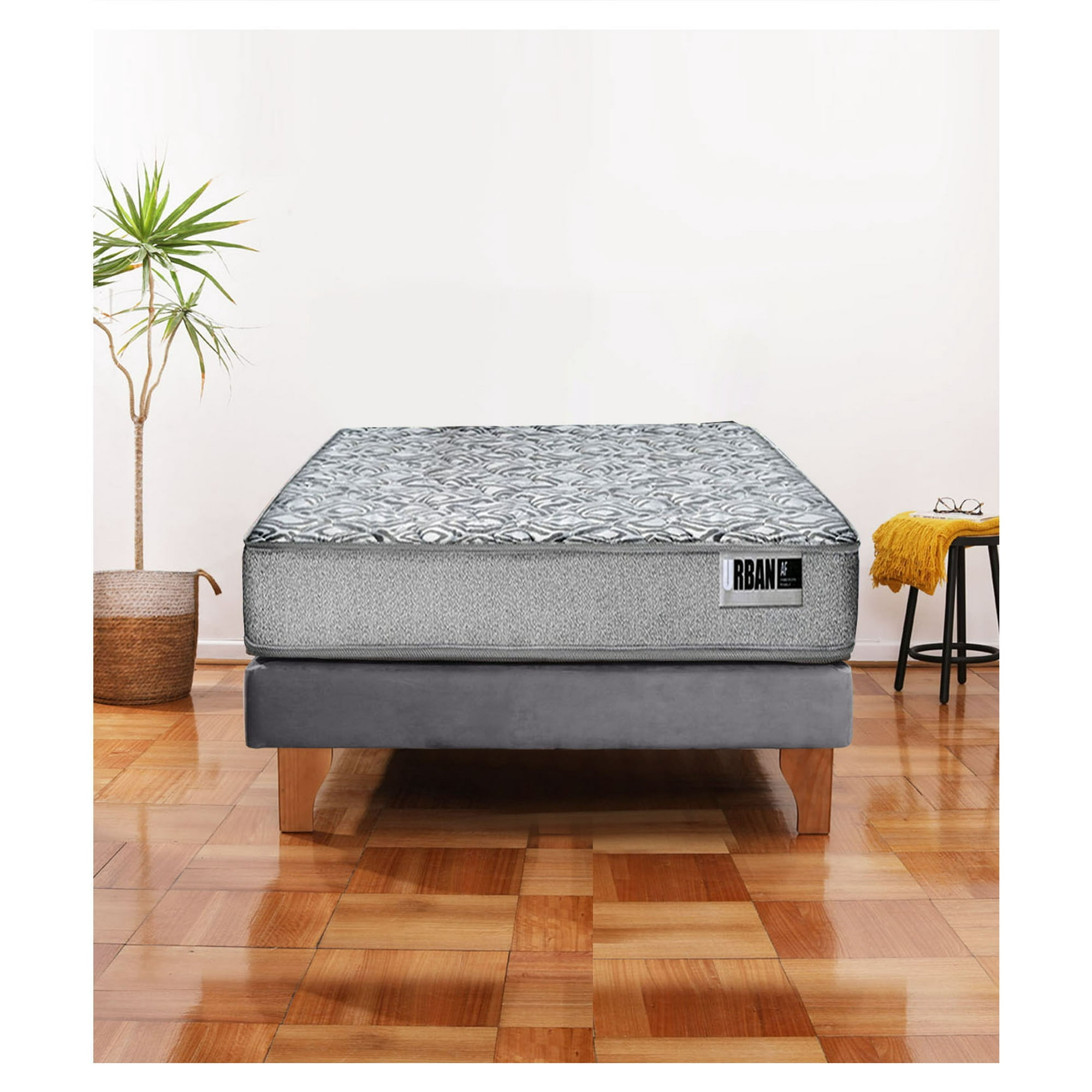 Latam Home - Cama Europea Cannon Zen Urban 1.5 Plaza Tela Gris