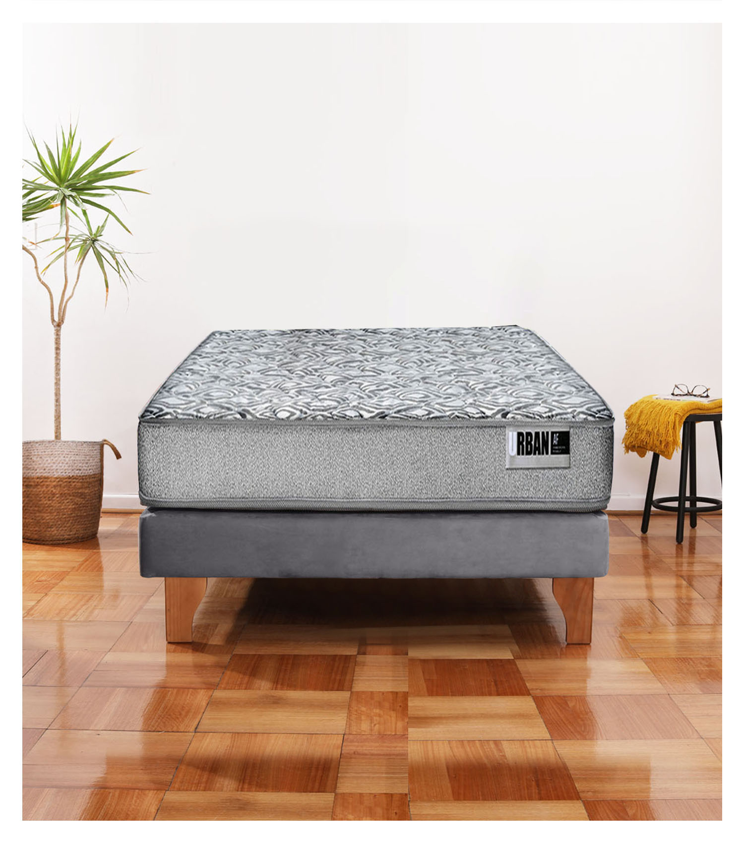 Latam Home - Cama Europea Cannon Zen Urban 1.5 Plaza Tela Gris