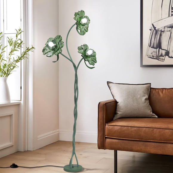 Lámpara de pie NewAoNaSen de 3 cabezas, estilo vintage con flores