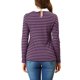 thumbnail image 3 of INSPIRE CHIC Blusa Casual de Manga Larga con Cuello de Muñeca a Rayas en Contraste para Mujer, Elástico en la Espalda, L Púrpura Negro, 3 of 8
