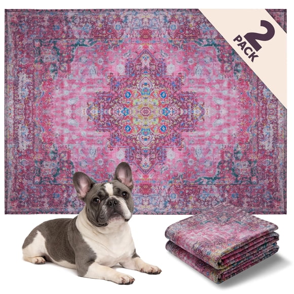 Alfombrillas absorbentes para perros Lovewag Pets 91 × 122 cm, paquete de 2, fucsia