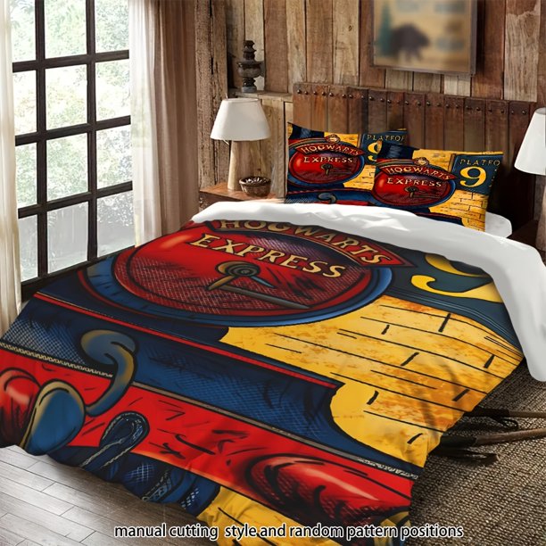 Bedding Warner Bros Hogwarts Express Train Themed Pattern Suitable for All Seasons Machine Washable Includes Pillowcases Suitable for Bedrooms Guest Rooms Dormi
