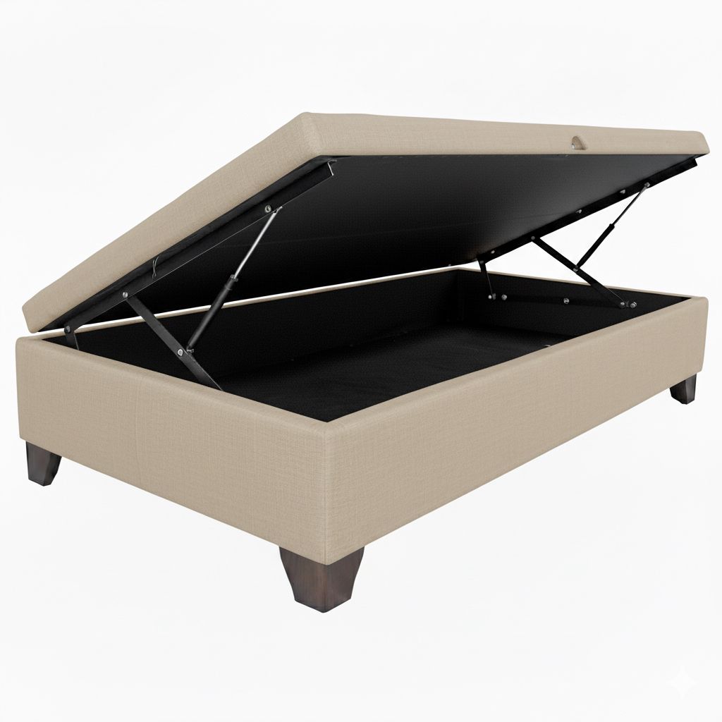 Vitelio - Base De Cama 1.5 Plaza Baúl Beige