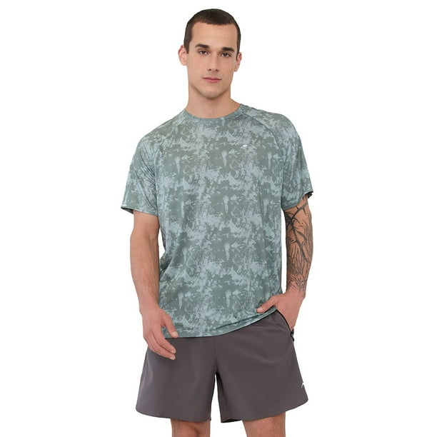 Polera Hombre Deportiva Full Print Mesh Verde Corona