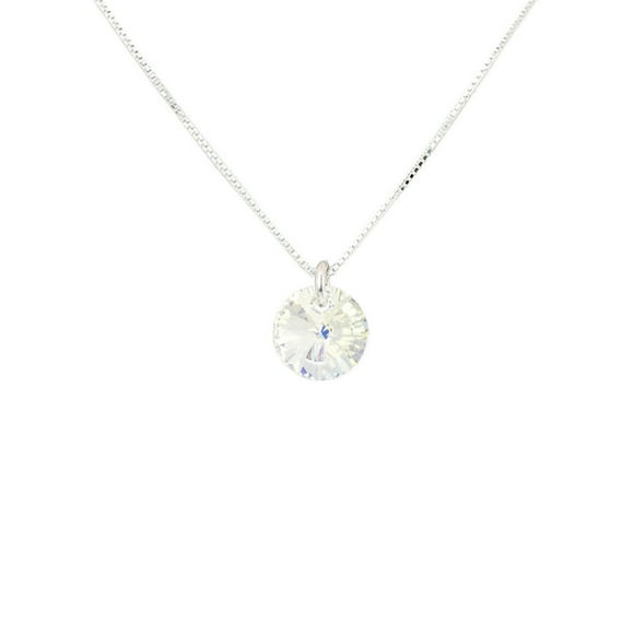 Collar Punto de Luz Plata Italiana 925 y Cristal Genuino Aurora Boreal