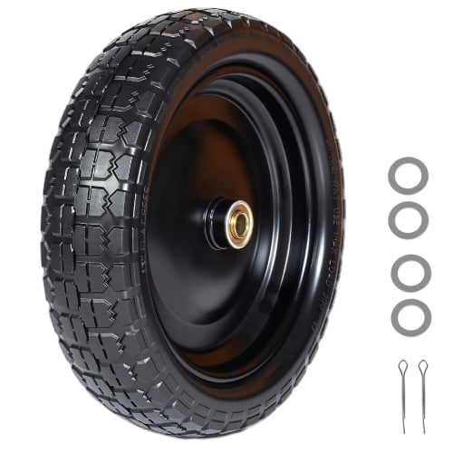 Neumáticos de goma sólida de 13 pulgadas 4.00-6 ruedas libres planas con rodamientos de 5/8 "Reemplazo del cubo de desplazamiento de 2.2" para el carrito de Gorilla, el camión de mano